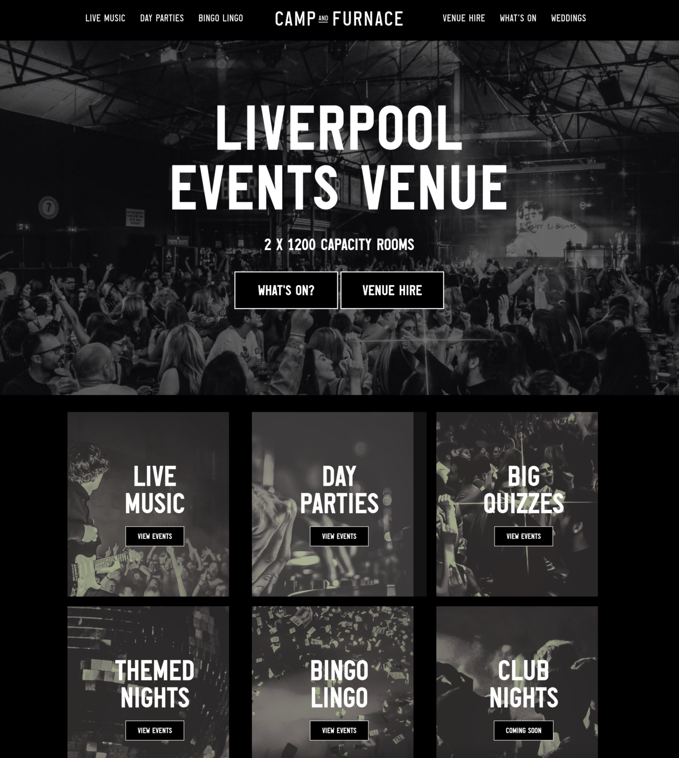 Camp and Furnace website homepage