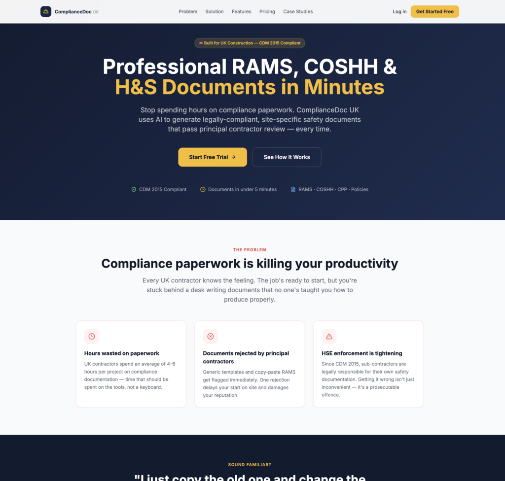 ComplianceDoc UK website homepage
