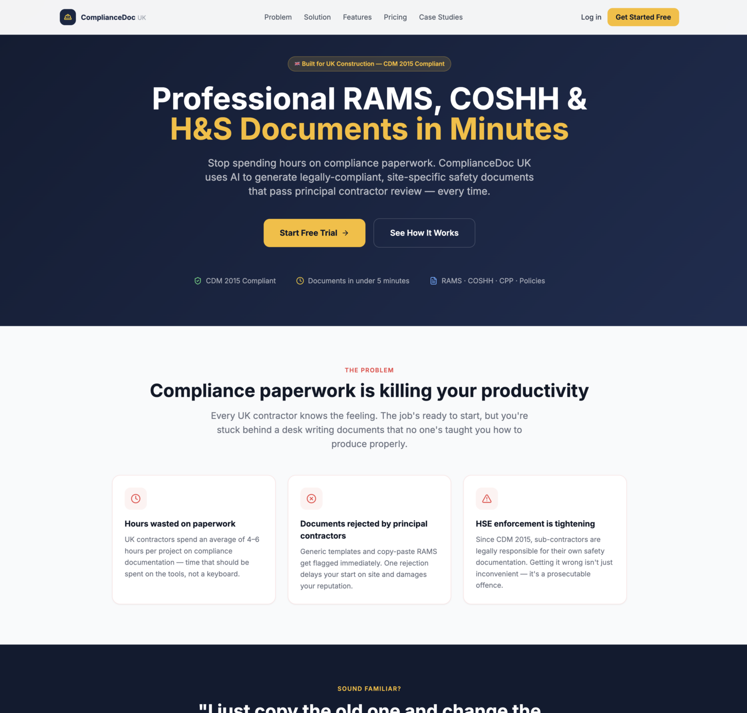 ComplianceDoc UK website homepage
