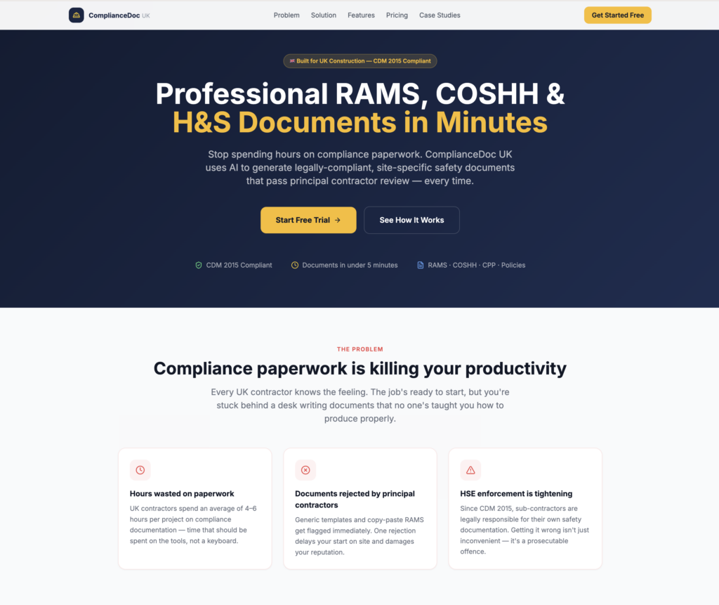 The ComplianceDoc UK website home page