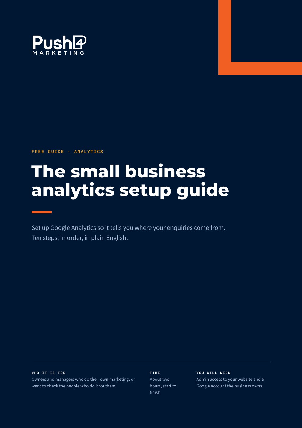 Cover of The small business analytics setup guide