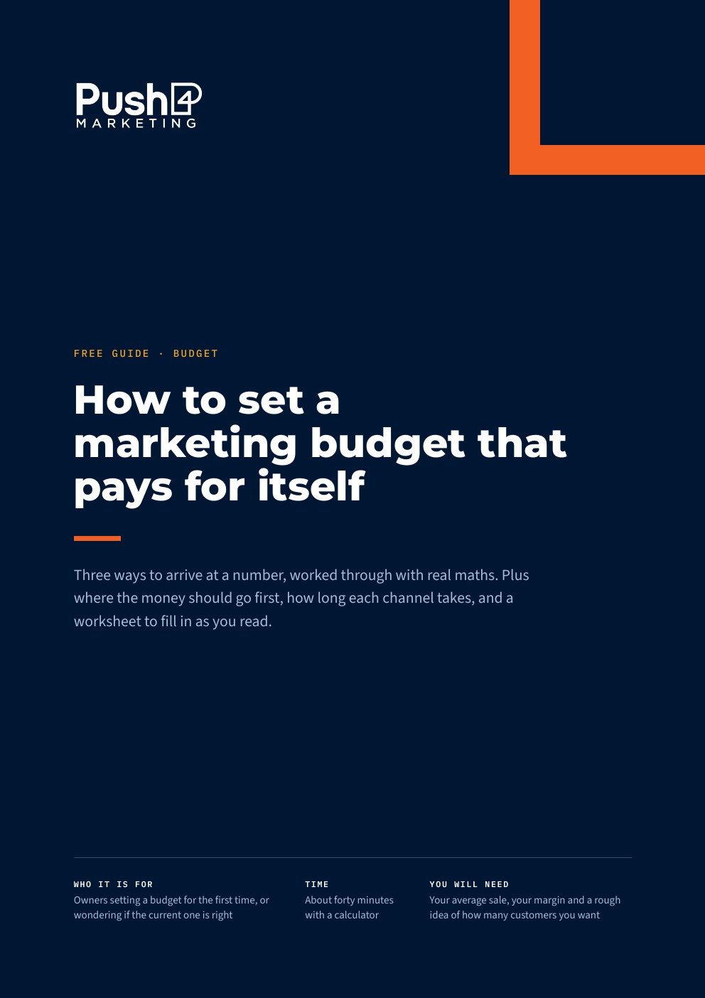 Cover of the Marketing budget guide