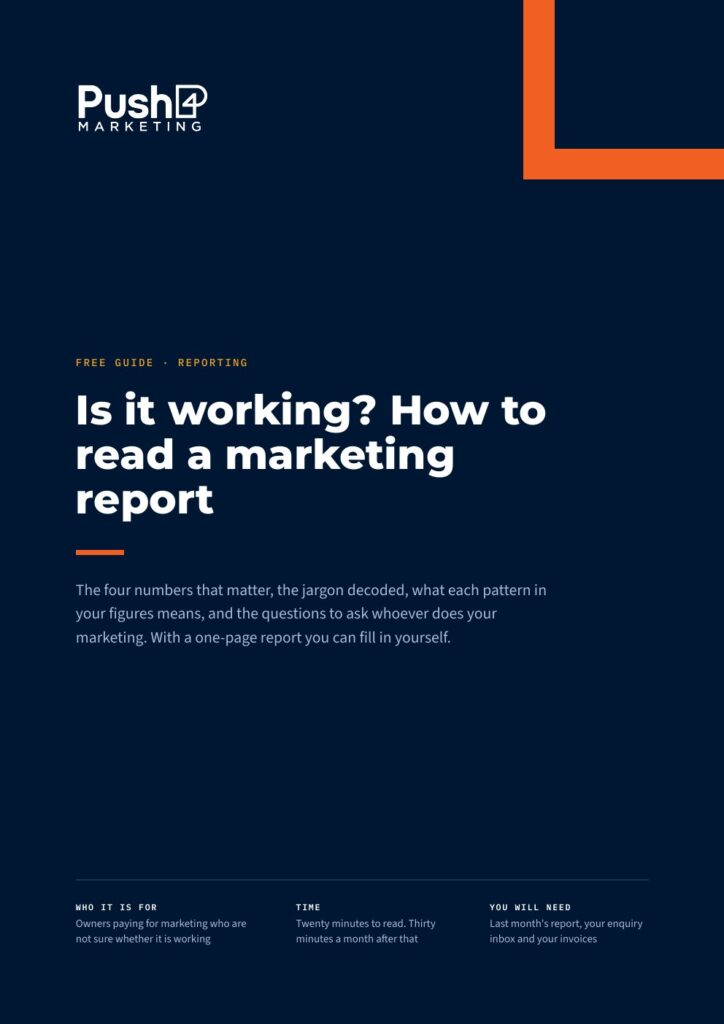 Cover of the Marketing report guide